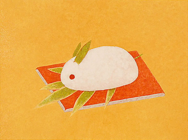 Rabbit, lithograph by Atsushi UEMURA