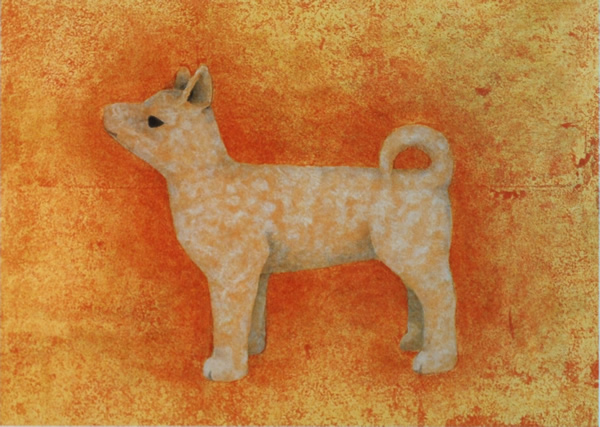 Dog, lithograph by Atsushi UEMURA