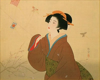 'First Eastern Wind of the Year' woodcut by Kiyokata KABURAKI