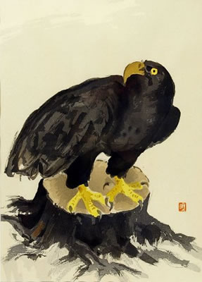 'Eagle' woodcut by Kunitaro SUDA