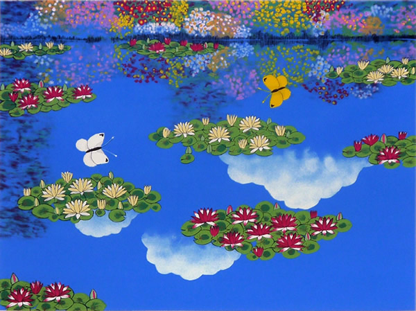 Japanese Pond paintings and prints by Reiji HIRAMATSU