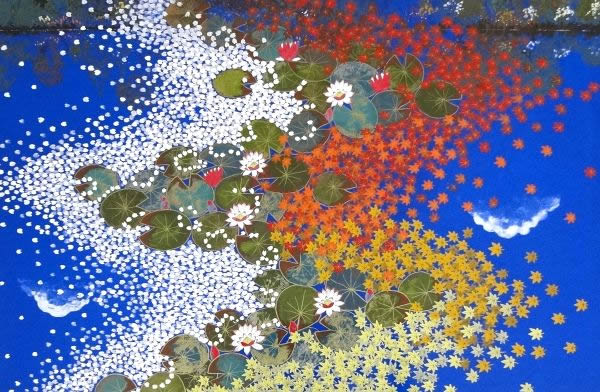 Four Seasons of Monet's Pond, silkscreen by Reiji HIRAMATSU