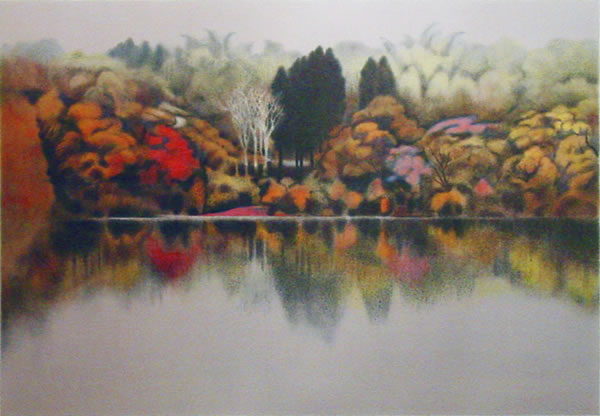 'Late Autumn' lithograph by Reiji KUBO