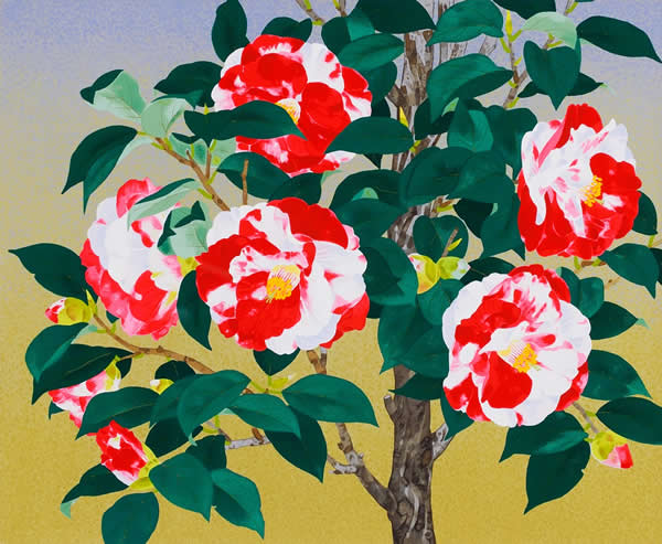 Japanese Camellia paintings and prints by Rieko MORITA