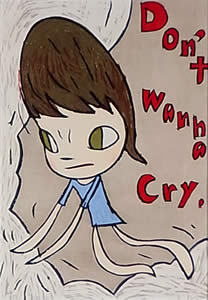 'Don't wanna cry' woodcut by Yoshitomo NARA