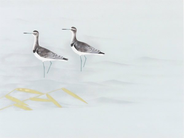 Sandpipers, lithograph by Atsushi UEMURA
