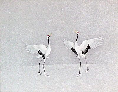 Japanese Crane paintings and prints by Atsushi UEMIURA