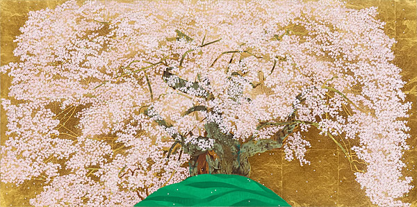 Early-flowering Cherry in Hocchi, silkscreen by Chinami NAKAJIMA