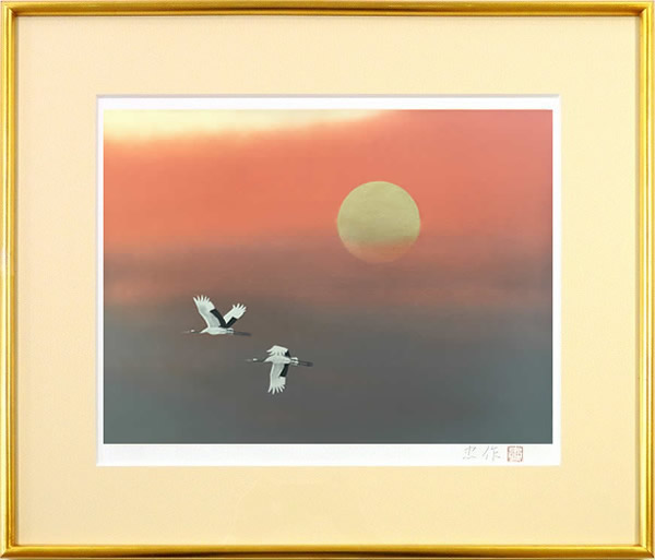 Frame of Sunrise with Flying Cranes, by Chusaku OYAMA