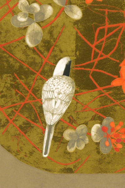 Detail of Birds and Red Flowers, by Fumiko HORI