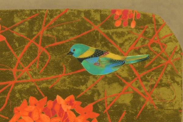 Detail of Birds and Red Flowers, by Fumiko HORI