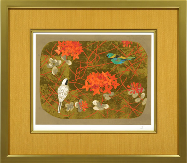 Frame of Birds and Red Flowers, by Fumiko HORI