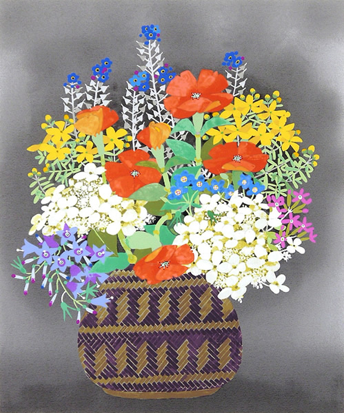 Flower Basket, silkscreen by Fumiko HORI