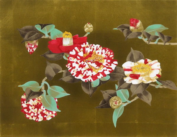 Camellia, silkscreen by Fumiko HORI