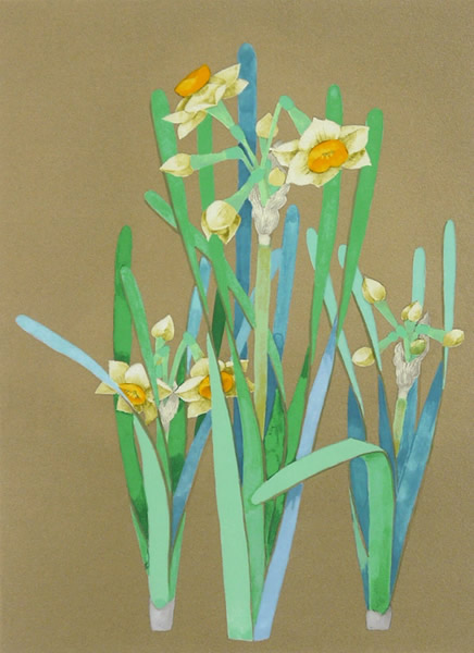 Narcissus, lithograph by Fumiko HORI