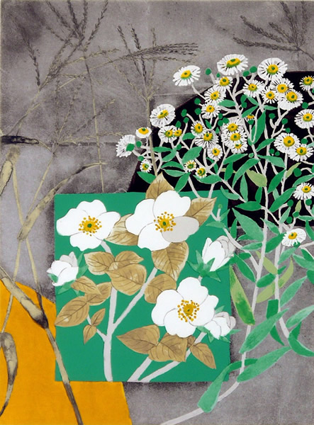 Jetbeads and Weeds, silkscreen by Fumiko HORI