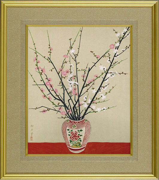 Frame of Plum Blossoms in a Vase, by Gyoshu HAYAMI