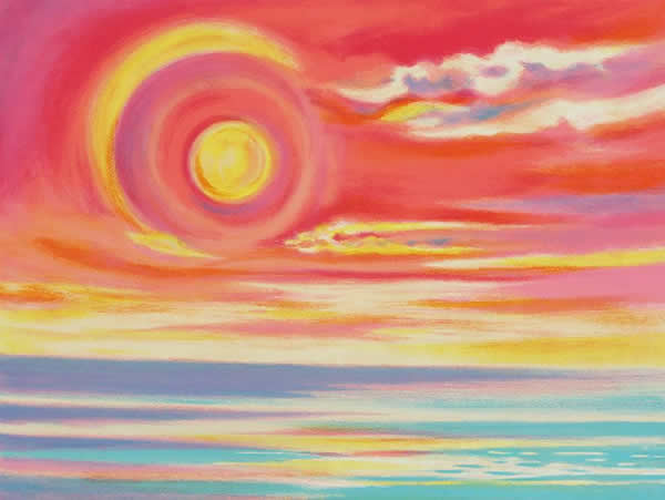 Japanese Sunset paintings and prints by Haruhiko KAWASAKI