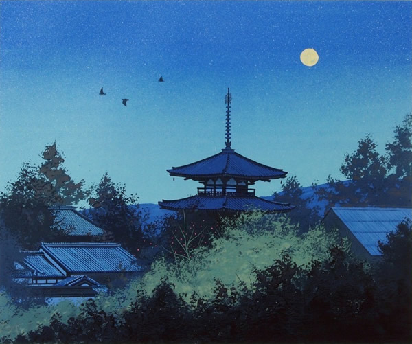 Full Moon, lithograph by Hiroshi SENJU