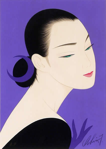 Purple Moon, lithograph, silkscreen by Ichiro TSURUTA