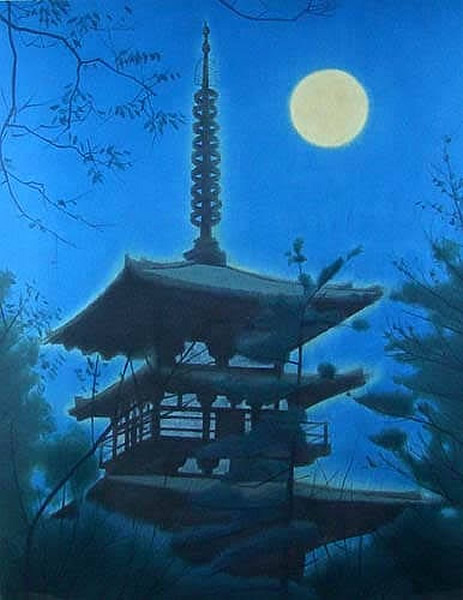 Japanese Tower paintings and prints by Ikuo HIRAYAMA