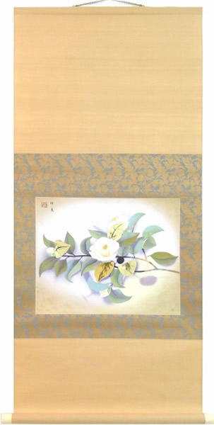 'Camellias' woodcut by Insho DOMOTO