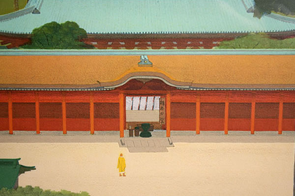 'Main Hall of Enryaku-ji Temple' lithograph by Isao HAYASHI