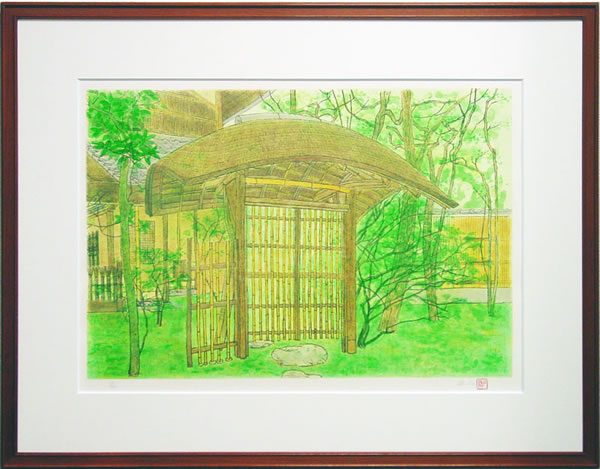 'The Gate Leading to the Kankyuan' lithograph by Hoji ITO