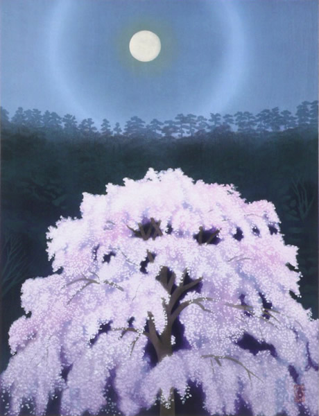 Flowers Luminous at Night, woodcut by Kaii HIGASHIYAMA