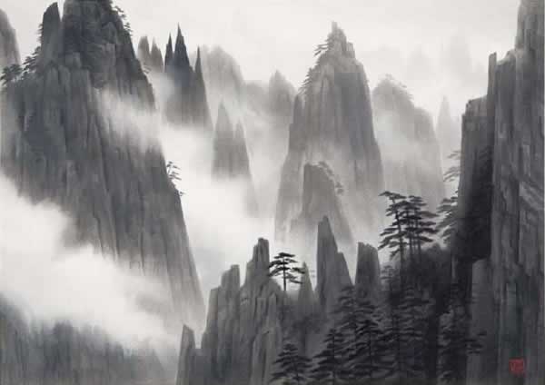 Huang-shan Mountains after Rain, lithograph by Kaii HIGASHIYAMA