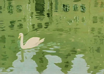 Japanese Swan paintings and prints by Kaii HIGASHIYAMA