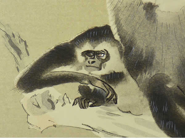 'Gibbons' woodcut by Kansetsu HASHIMOTO