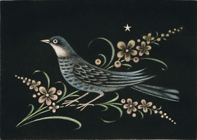 'Bird of Happiness' mezzotint (manière noire) by Kiyoshi HASEGAWA