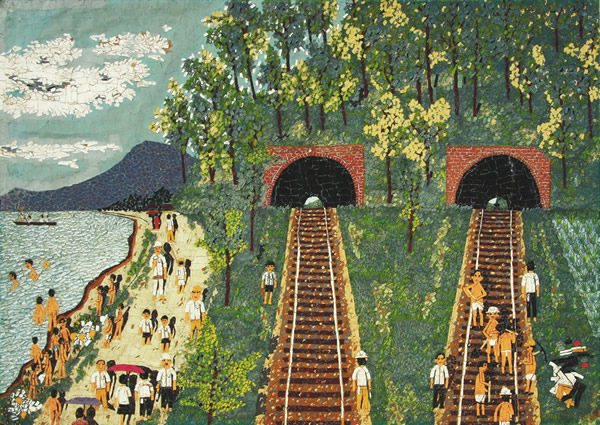 Landscape with Tunnels, screenprint by Kiyoshi YAMASHITA