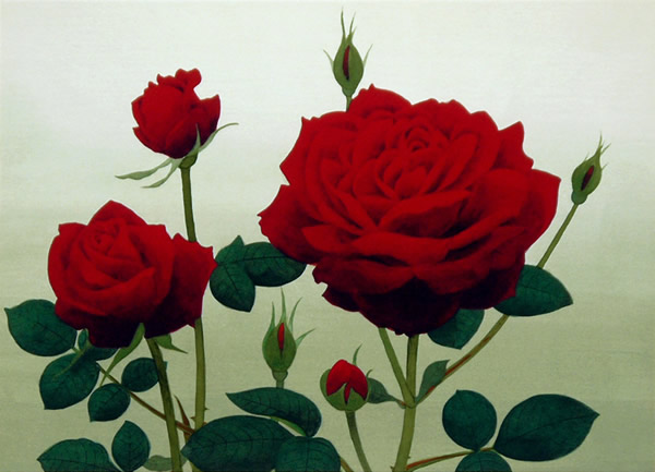 Roses, lithograph by Koichi NABATAME