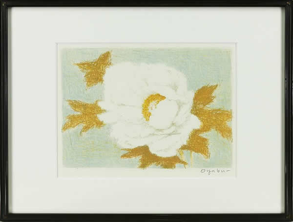 'White Camellia' lithograph by Masataka OYABU