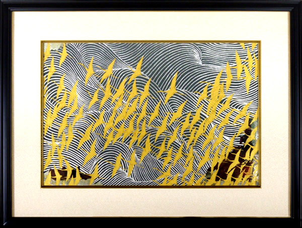 Frame of Wave and cranes-Happiness, by Matazo KAYAMA