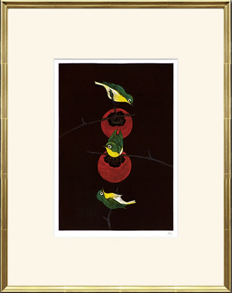 Frame of Three Small Birds, by Matazo KAYAMA