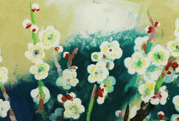 'Plum Blossom and Mount Fuji' lithograph by Nanpu KATAYAMA