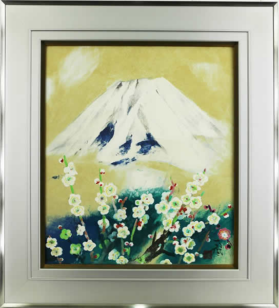 'Plum Blossom and Mount Fuji' lithograph by Nanpu KATAYAMA