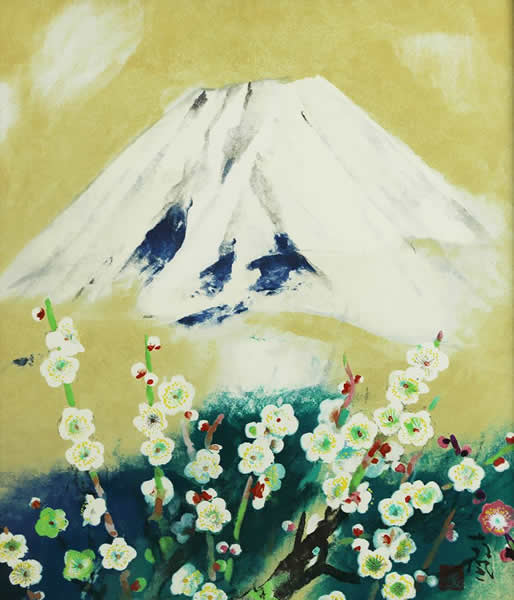 'Plum Blossom and Mount Fuji' lithograph by Nanpu KATAYAMA