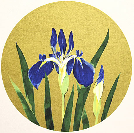 'Rabbit-ear Iris' lithograph by Nobutaka OKA