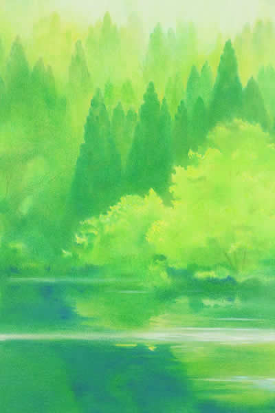 'Limpid Water in the Morning' lithograph by Nobuyuki SHIMIZU