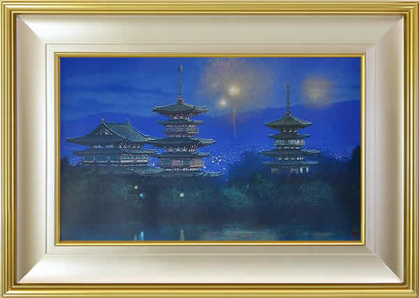 Frame of Fireworks and Yakushiji Temple, by Nori SHIMIZU