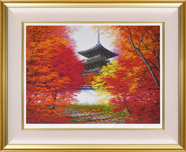 Frame of Miidera Temple in Autumn, by Nori SHIMIZU
