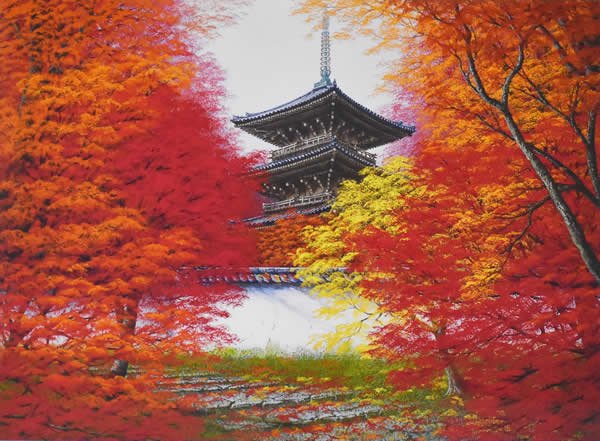 Miidera Temple in Autumn, digital print by Nori SHIMIZU