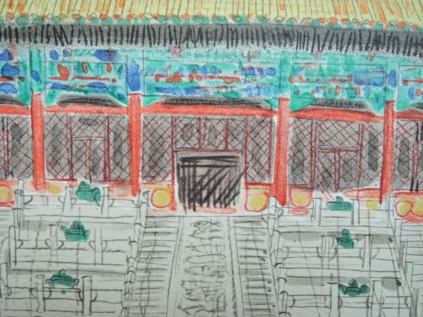 'Hall of Supreme Harmony' lithograph by Reiji HIRAMATSU