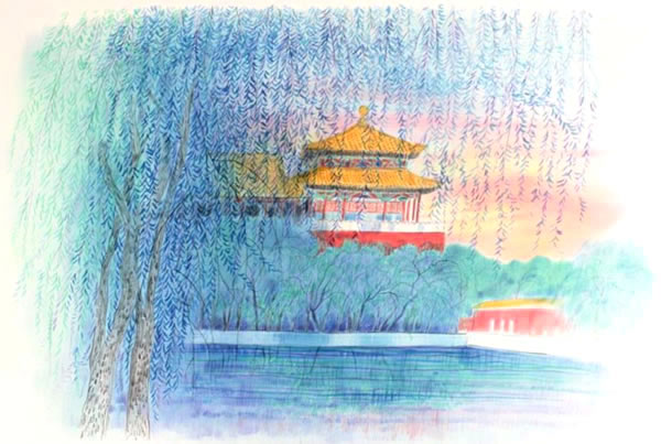 Japanese Historic Site paintings and prints by Reiji HIRAMATSU