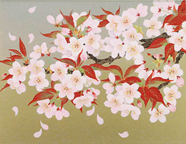 Flowers of Cherry Blossom, lithograph by Rieko MORITA
