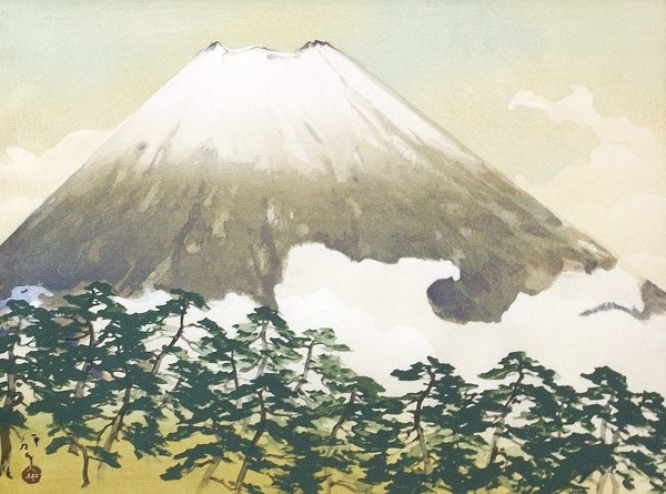 'Auspicious Mt. Fuji' woodcut by Ryushi KAWABATA